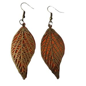 Orange /Gold Leaf Earrings